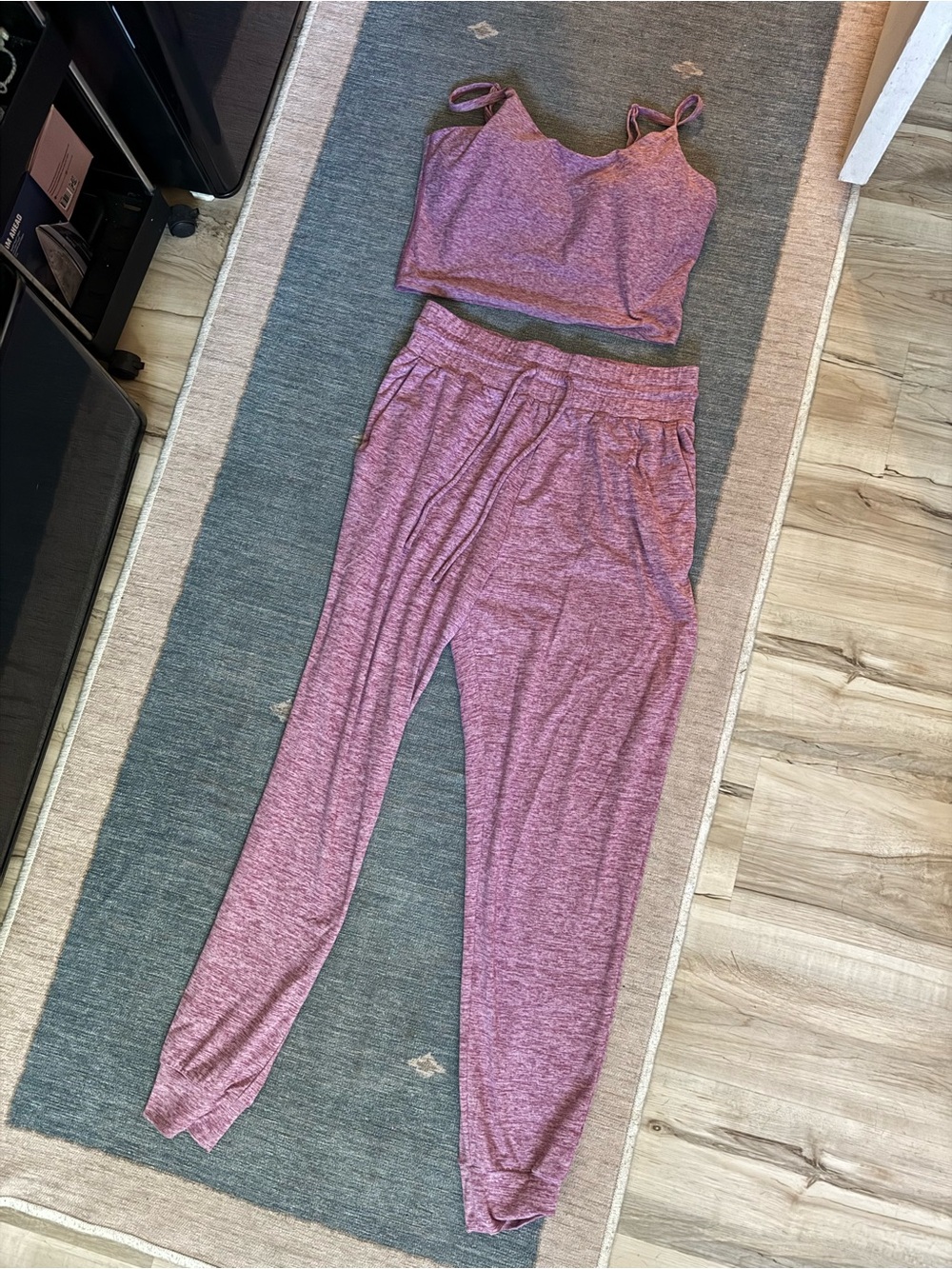 Women's Pink Lounge Crop Tank and Jogger Set